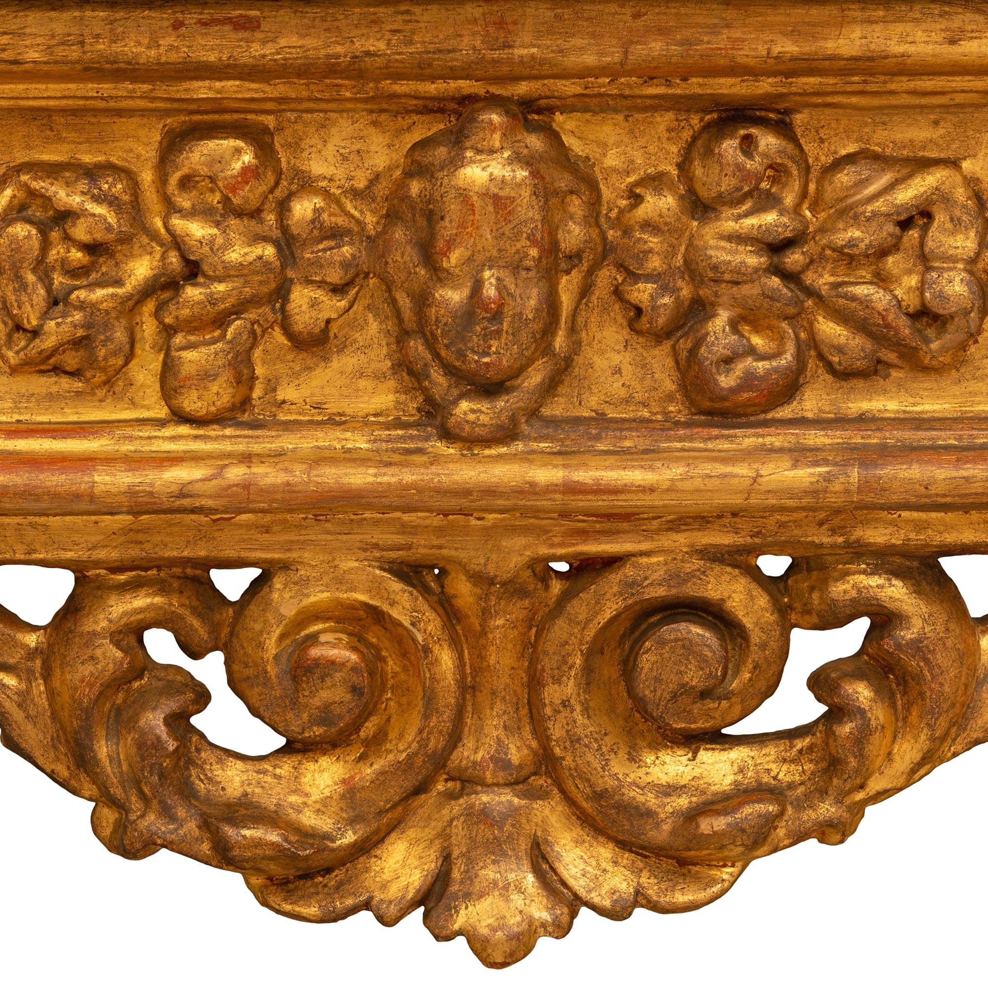 Italian Early 18th Century Louis XIV Period Gilt Wood Console For Sale 1