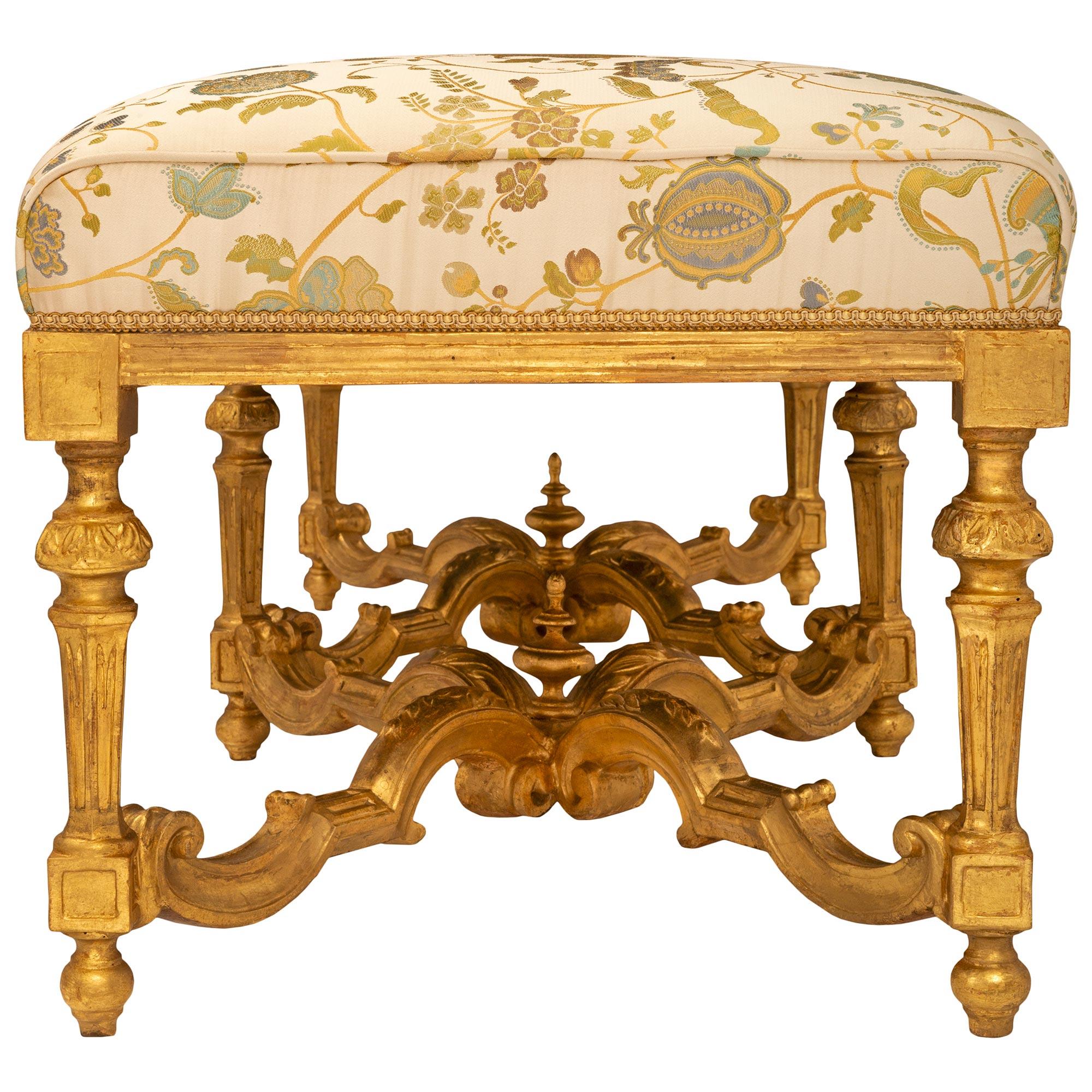 Bois doré Banc italien en bois doré d'époque Louis XIV du début du 18e siècle en vente