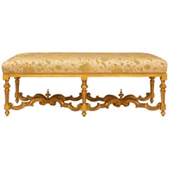 Antique Italian Early 18th Century Louis XIV Period Giltwood Bench