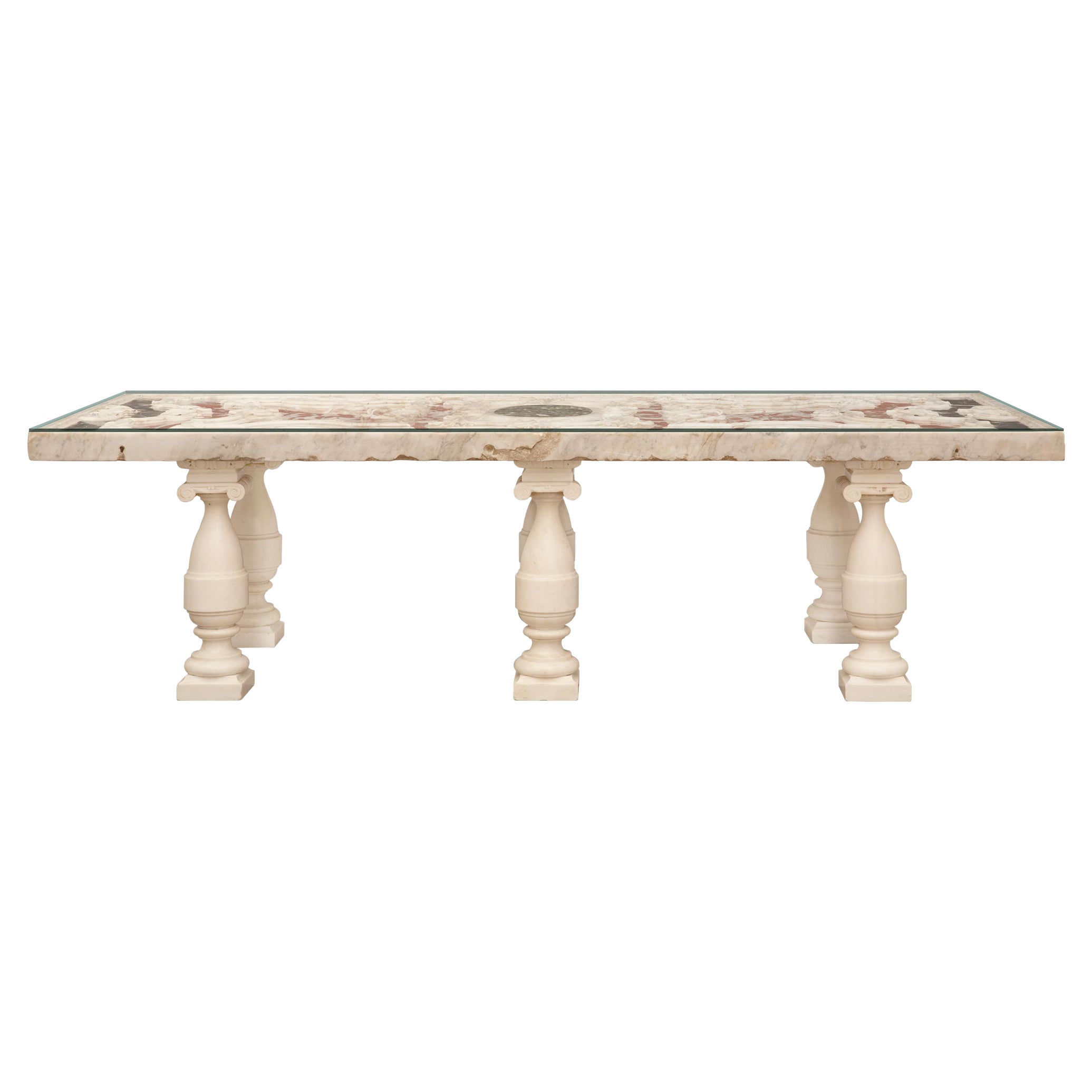 Mesa de centro de meseta de mármol italiana de principios del siglo XVIII, época Luis XIV