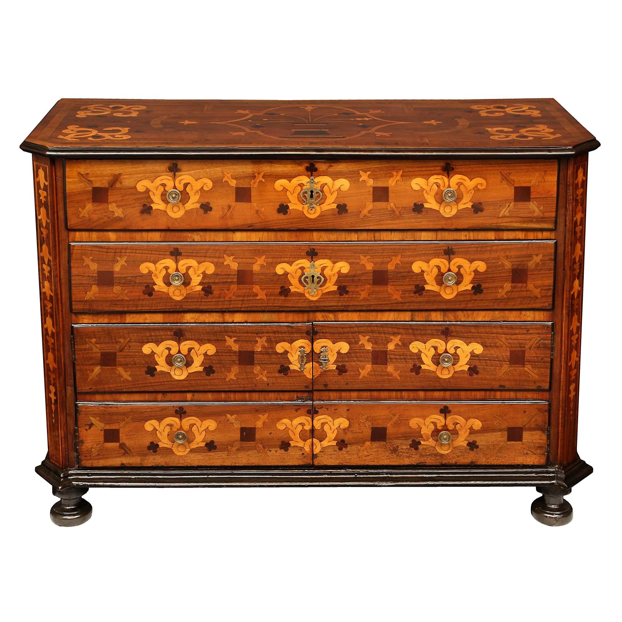 Italian Early 18th Century Louis XIV Period Walnut, 2-Door and 2-Drawer Commode In Good Condition For Sale In West Palm Beach, FL