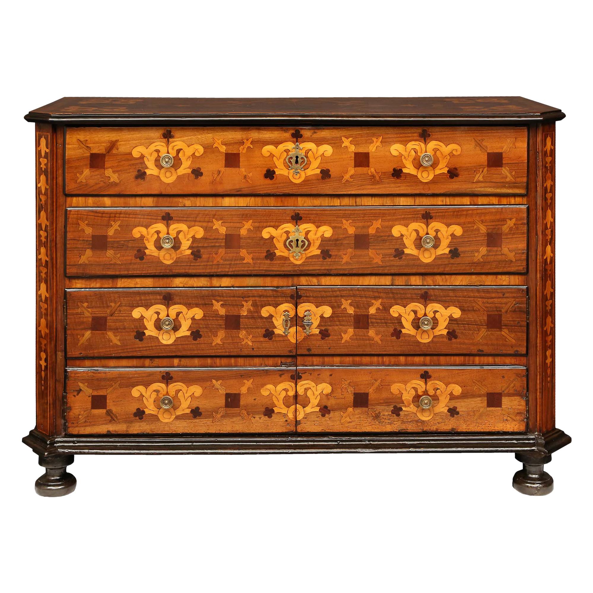 Italian Early 18th Century Louis XIV Period Walnut, 2-Door and 2-Drawer Commode