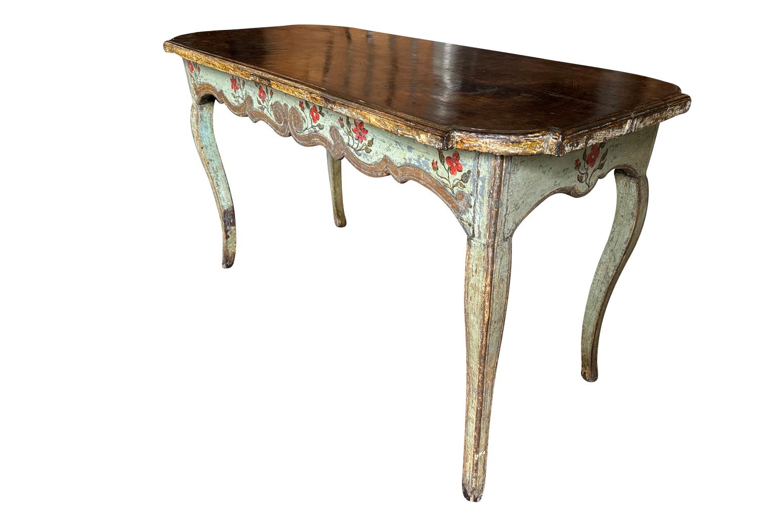 Walnut Italian Early 18th Century Louis XV Style Console Table For Sale