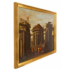 Italian Early 18th Century Roman Oil on Canvas, of an Architectural Theme