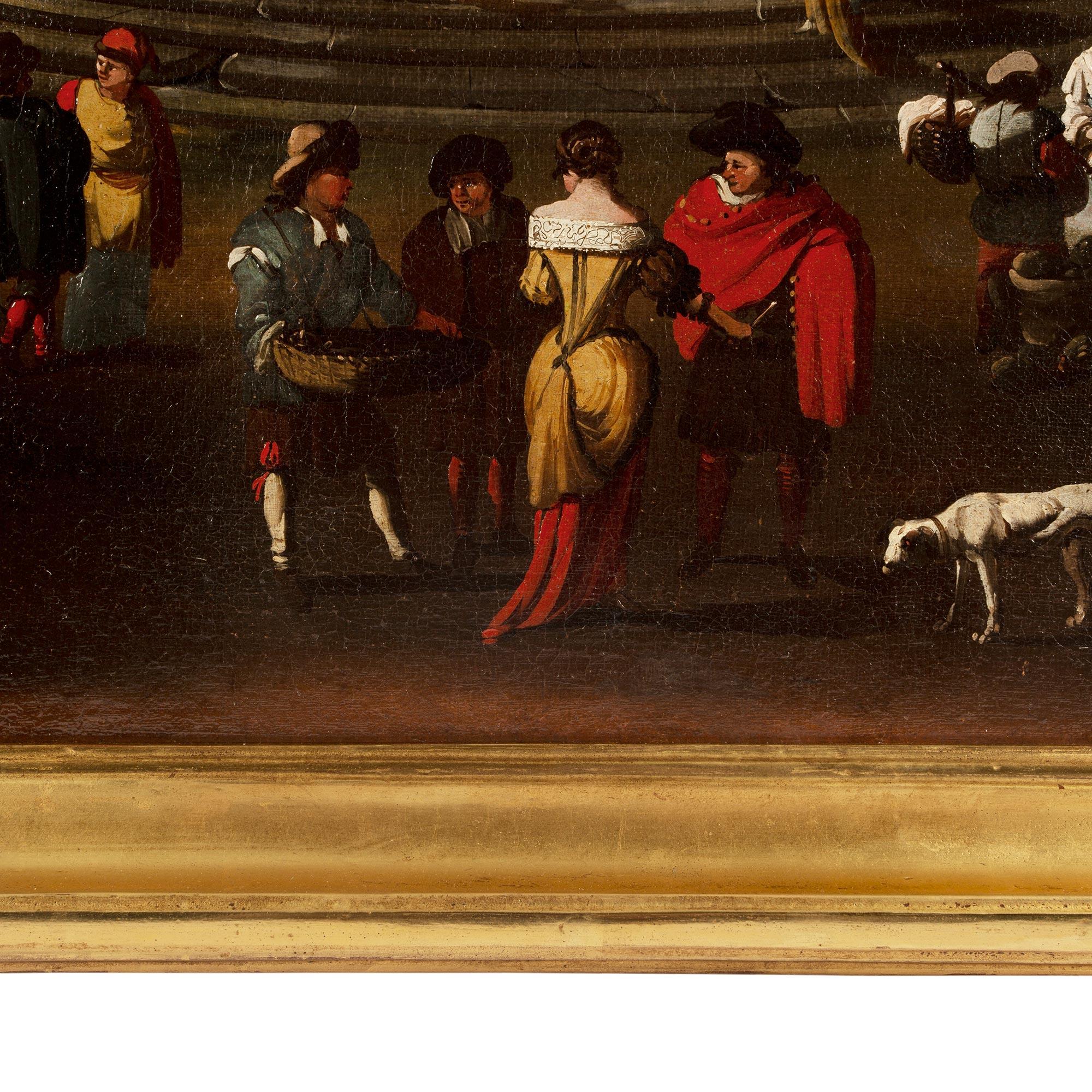Italienisches Öl auf Leinwand aus dem frühen 18. Jahrhundert mit einem architektonischen Motiv im Angebot 1