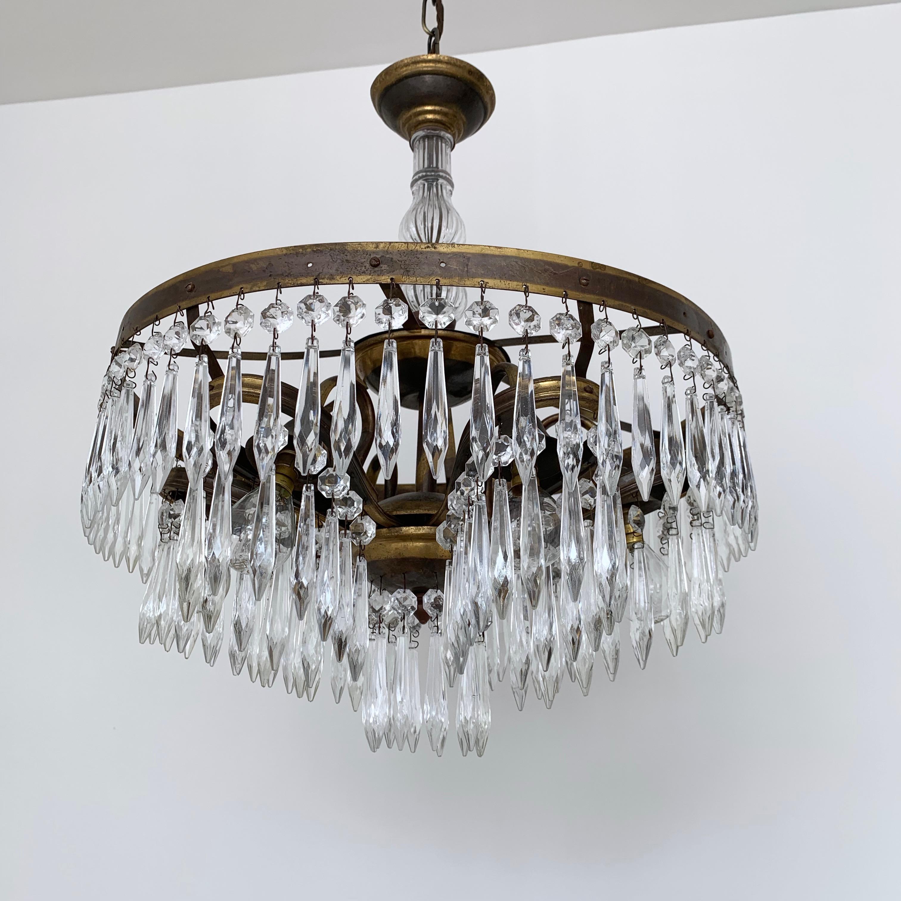 20th Century Italian Early 1900s Continental Waterfall Chandelier For Sale