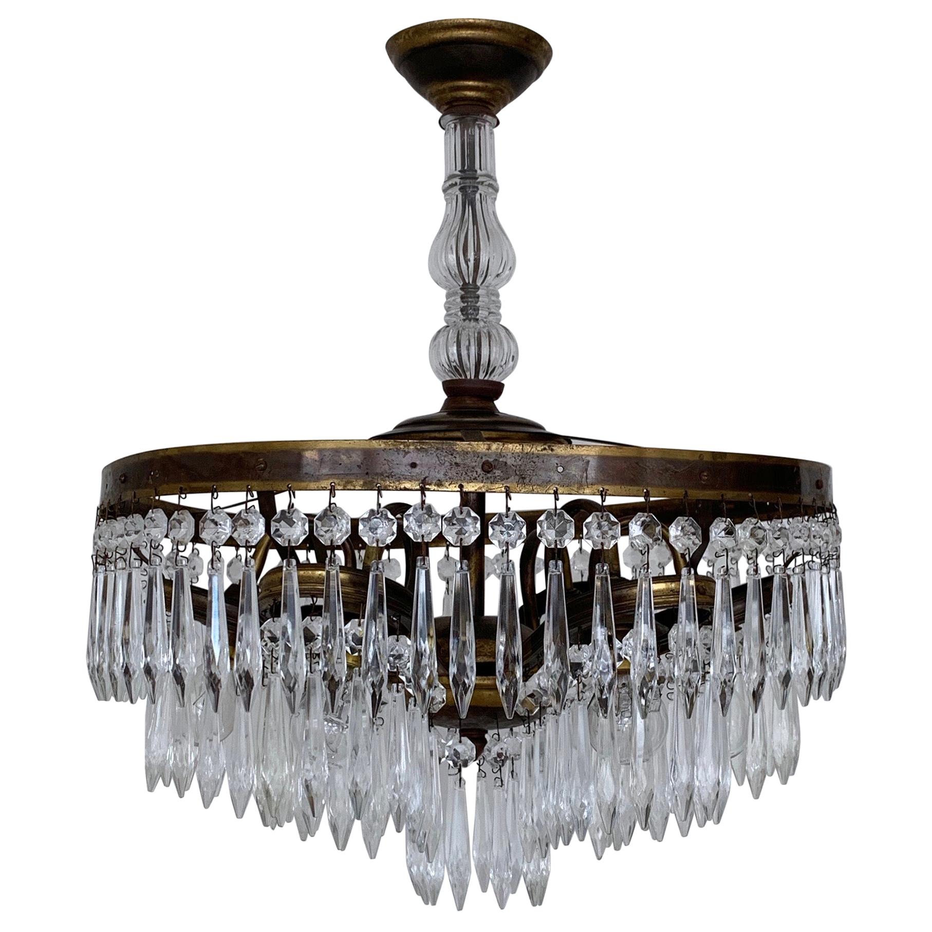 Italian Early 1900s Continental Waterfall Chandelier For Sale