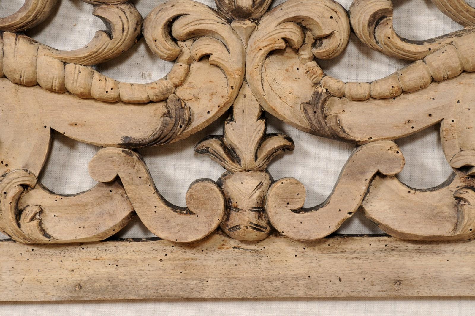 19th Century Italian Pierce-Carved Wood Plaque in Scrolling Acanthus Leaf Motif