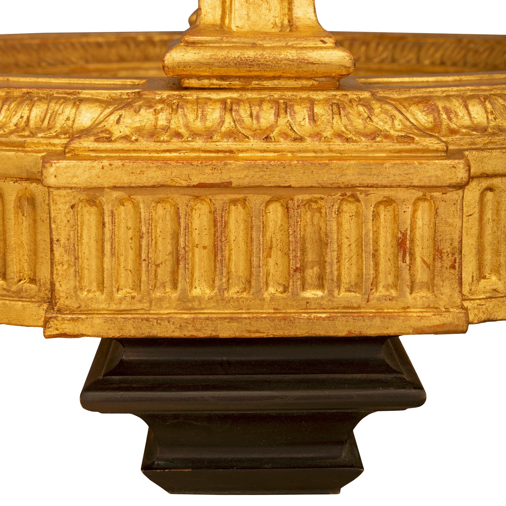 Italian Early 19th Century 1st Empire Period Bronze, Giltwood, & Porphyry Table For Sale 3