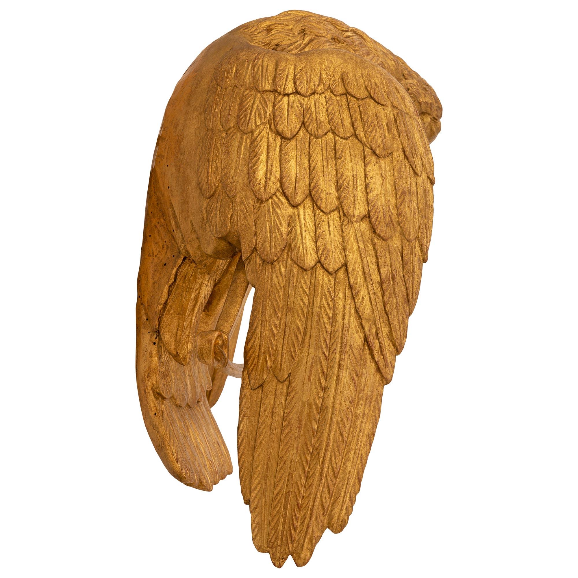 Italian Early 19th Century 1st Empire Period Giltwood Eagle Wall Decor For Sale 1