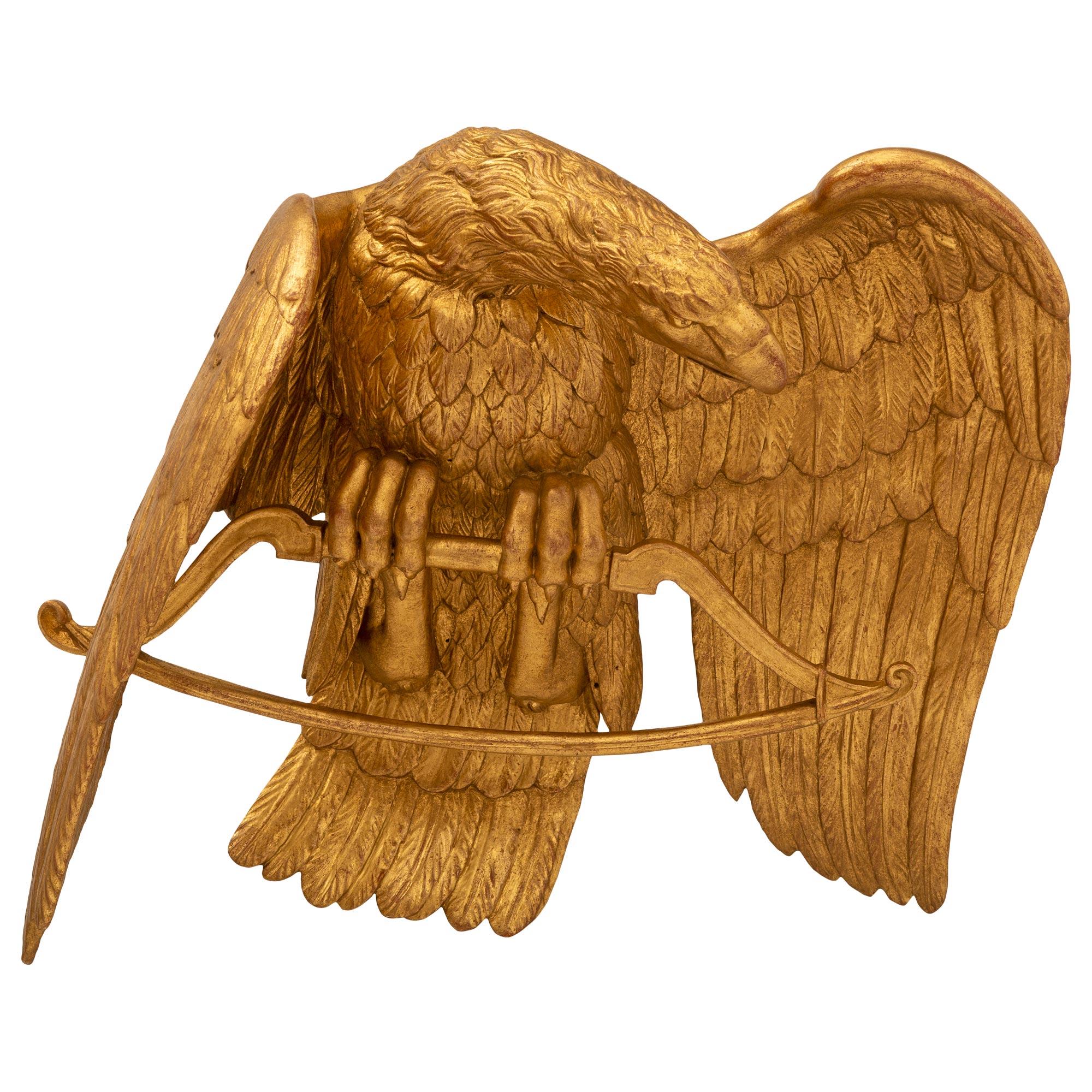 Italian Early 19th Century 1st Empire Period Giltwood Eagle Wall Decor For Sale 6