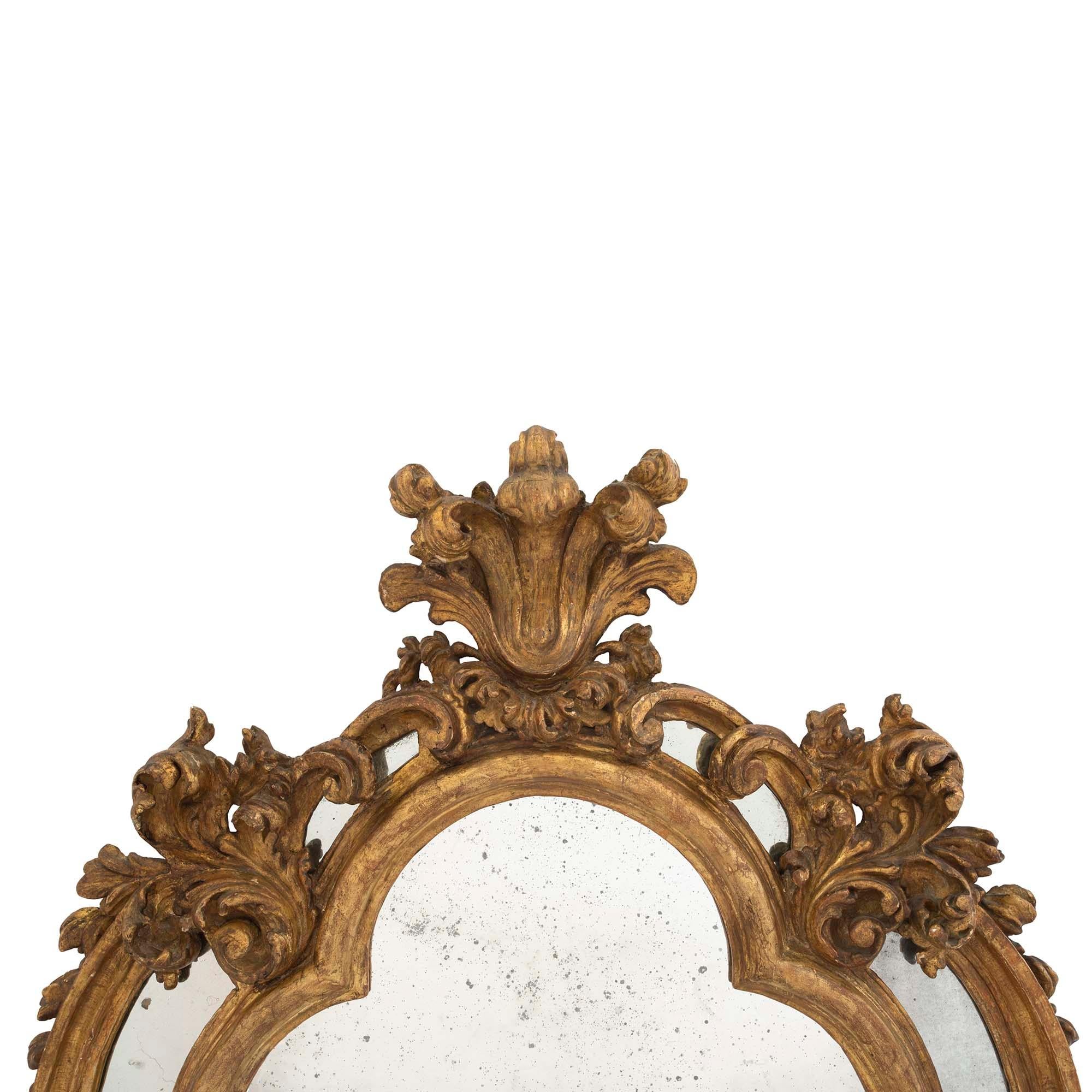 Italian Early 19th Century Baroque Double Framed Mecca Mirror In Good Condition For Sale In West Palm Beach, FL
