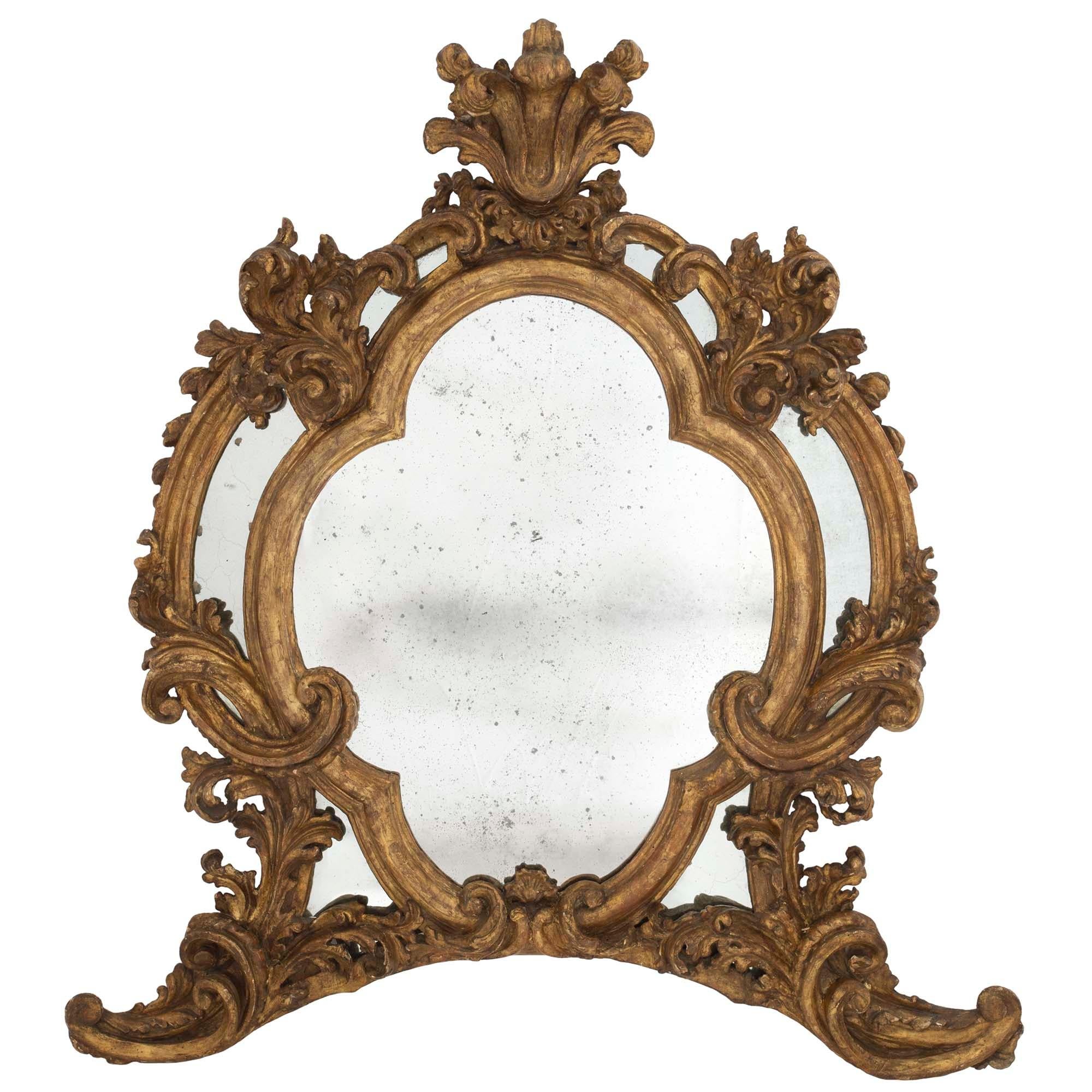 Italian Early 19th Century Baroque Double Framed Mecca Mirror For Sale