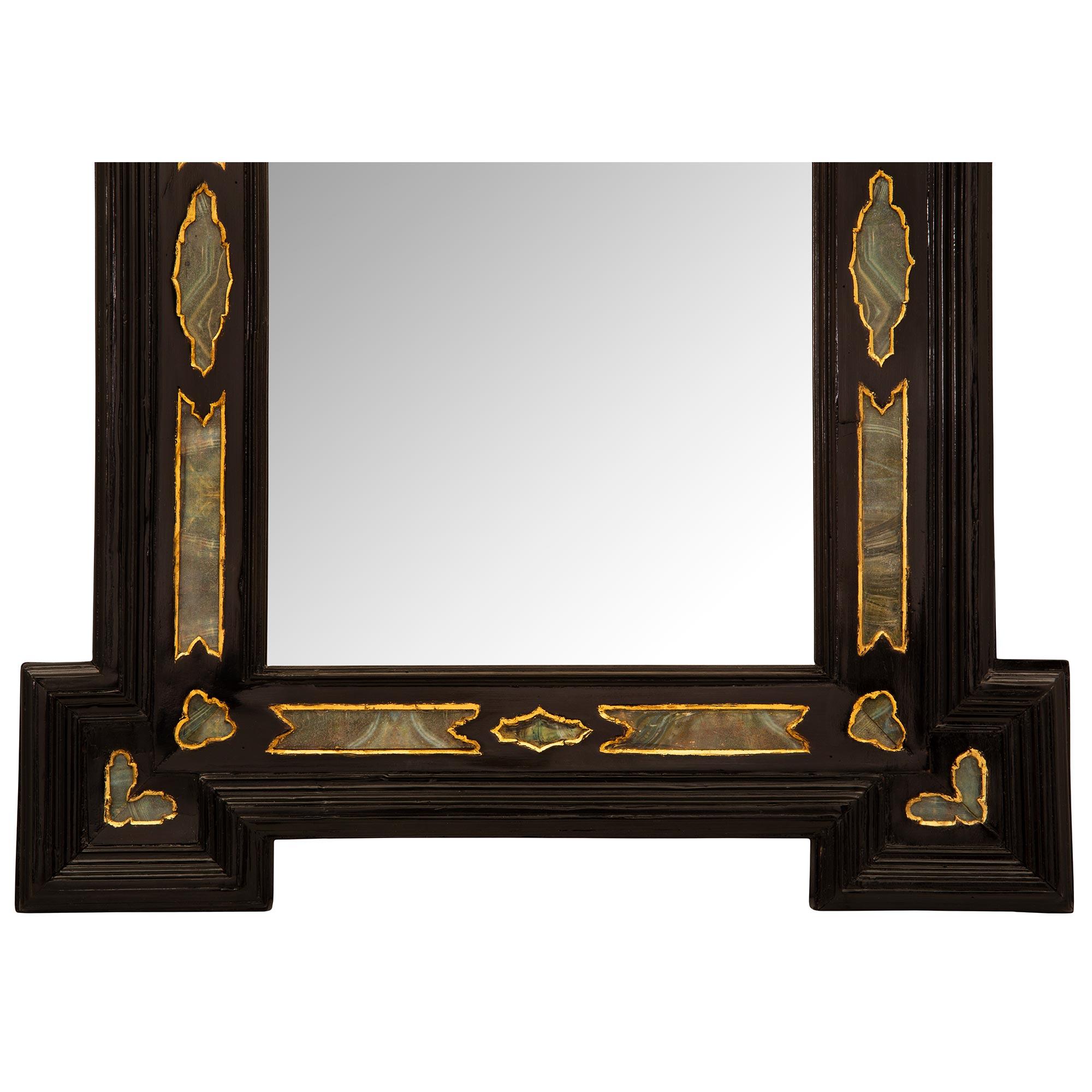 Giltwood Italian, Early 19th Century Baroque St. Fruitwood and Verre Églomisé Mirror For Sale