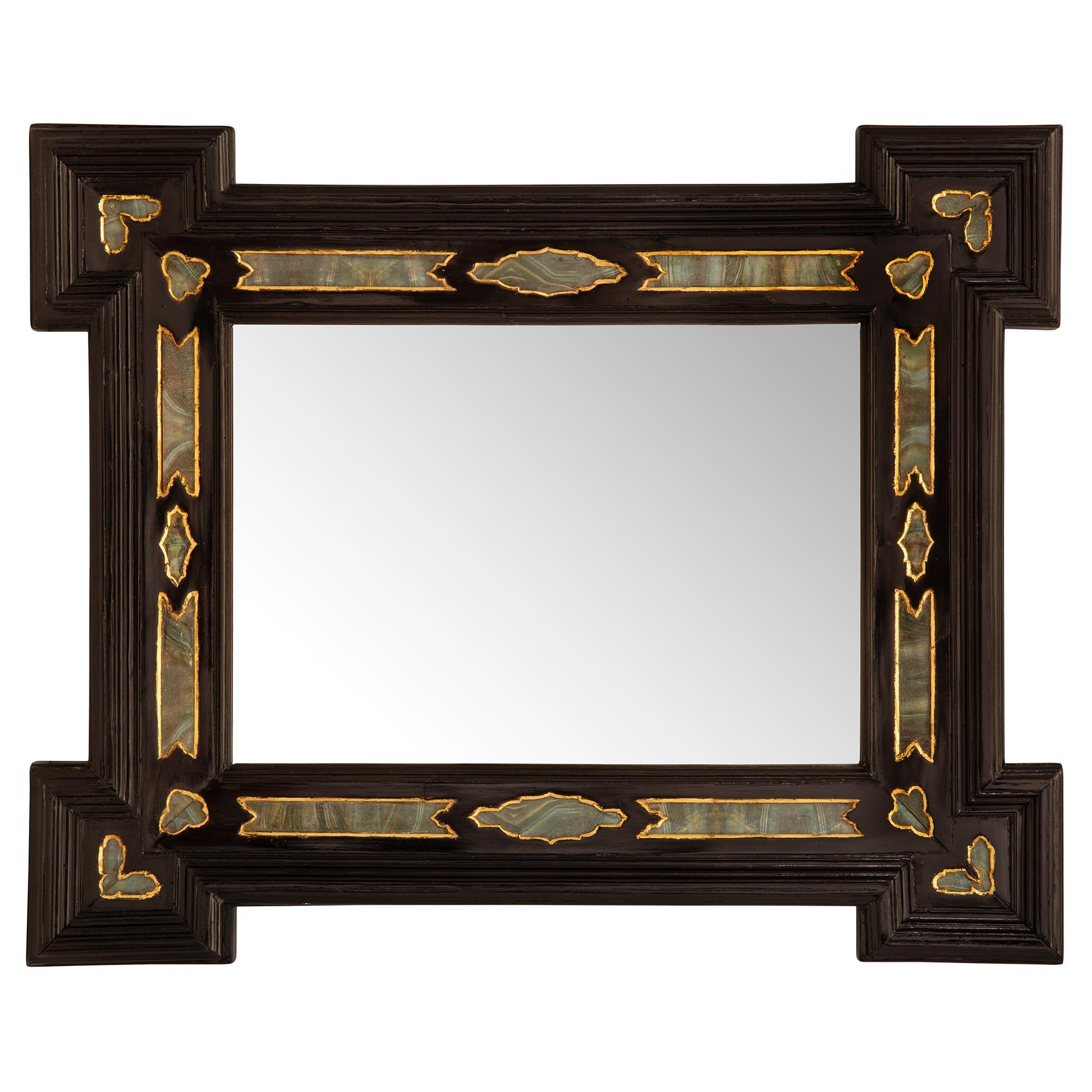 Miroir baroque italien du début du 19e siècle en bois fruitier et verre églomisé en vente 1
