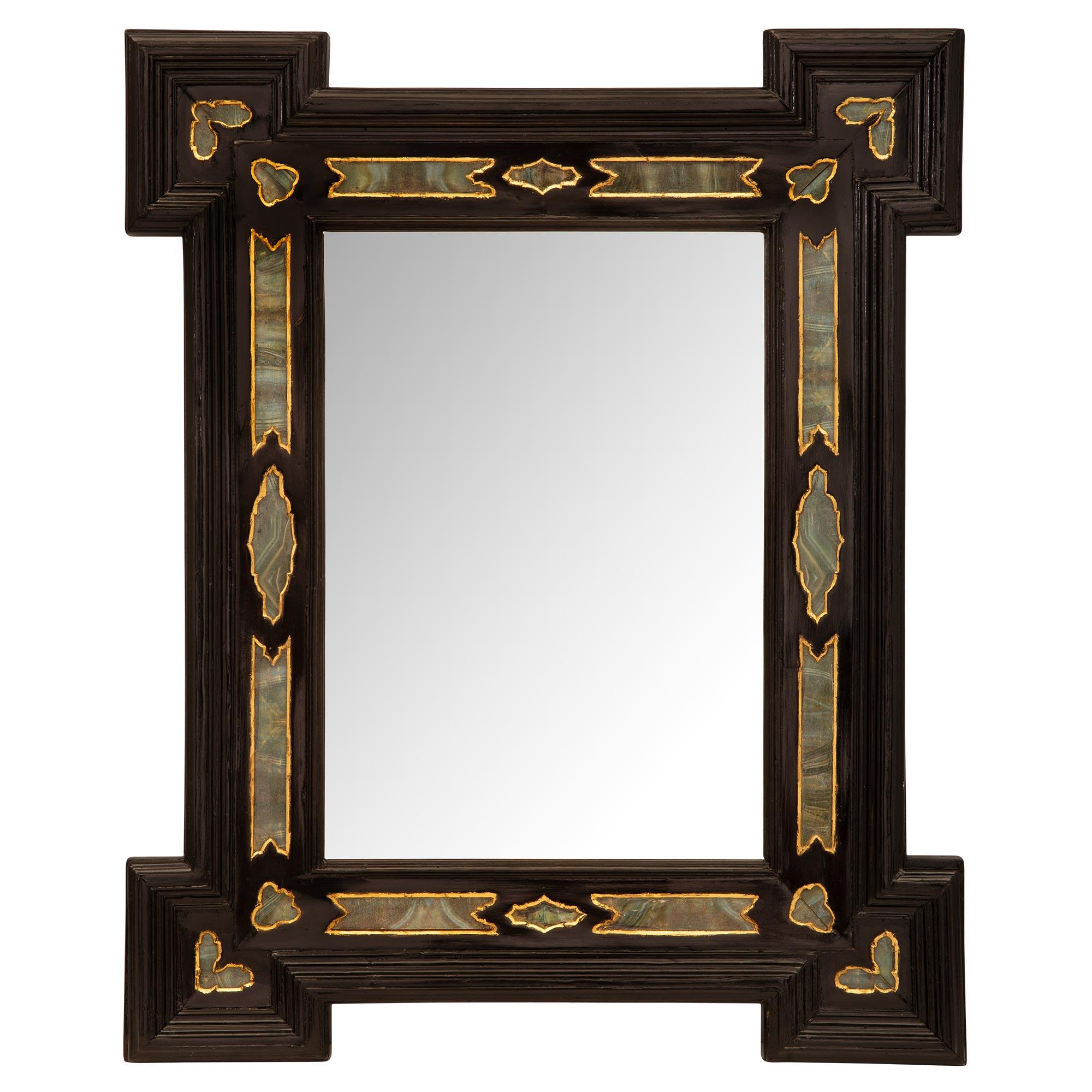 Miroir baroque italien du début du 19e siècle en bois fruitier et verre églomisé en vente 2