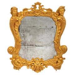 Miroir baroque italien du début du XIXe siècle en bois doré