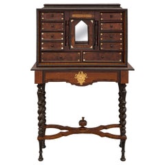 Italian Early 19th Century Baroque St. Walnut, Satinwood, Bone, and Ormolu Cabin