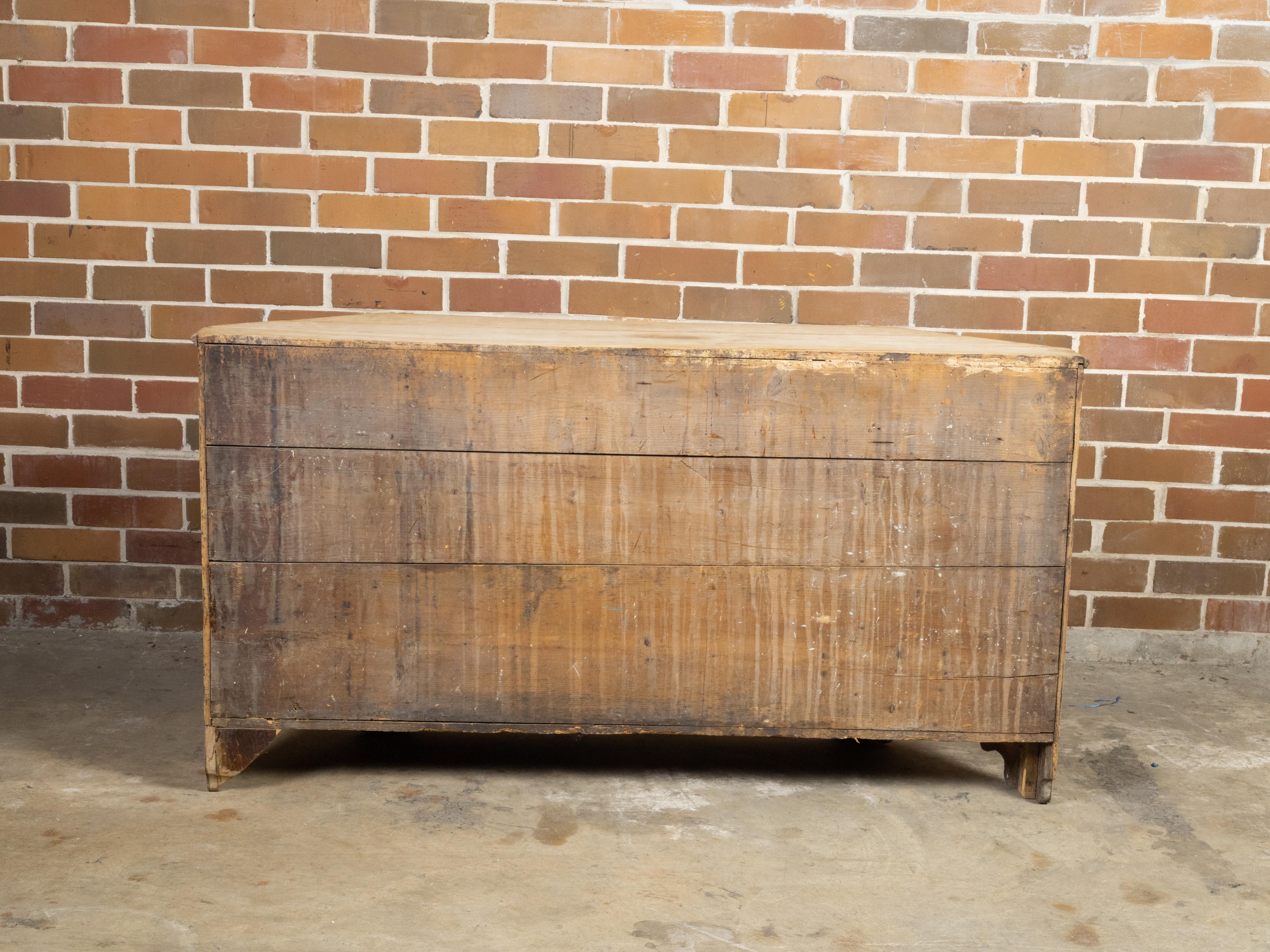 Italian Early 19th Century Bleached Credenza with Canted Sides Doors and Drawers For Sale 3