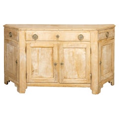 Italian Early 19th Century Bleached Credenza with Canted Sides Doors and Drawers