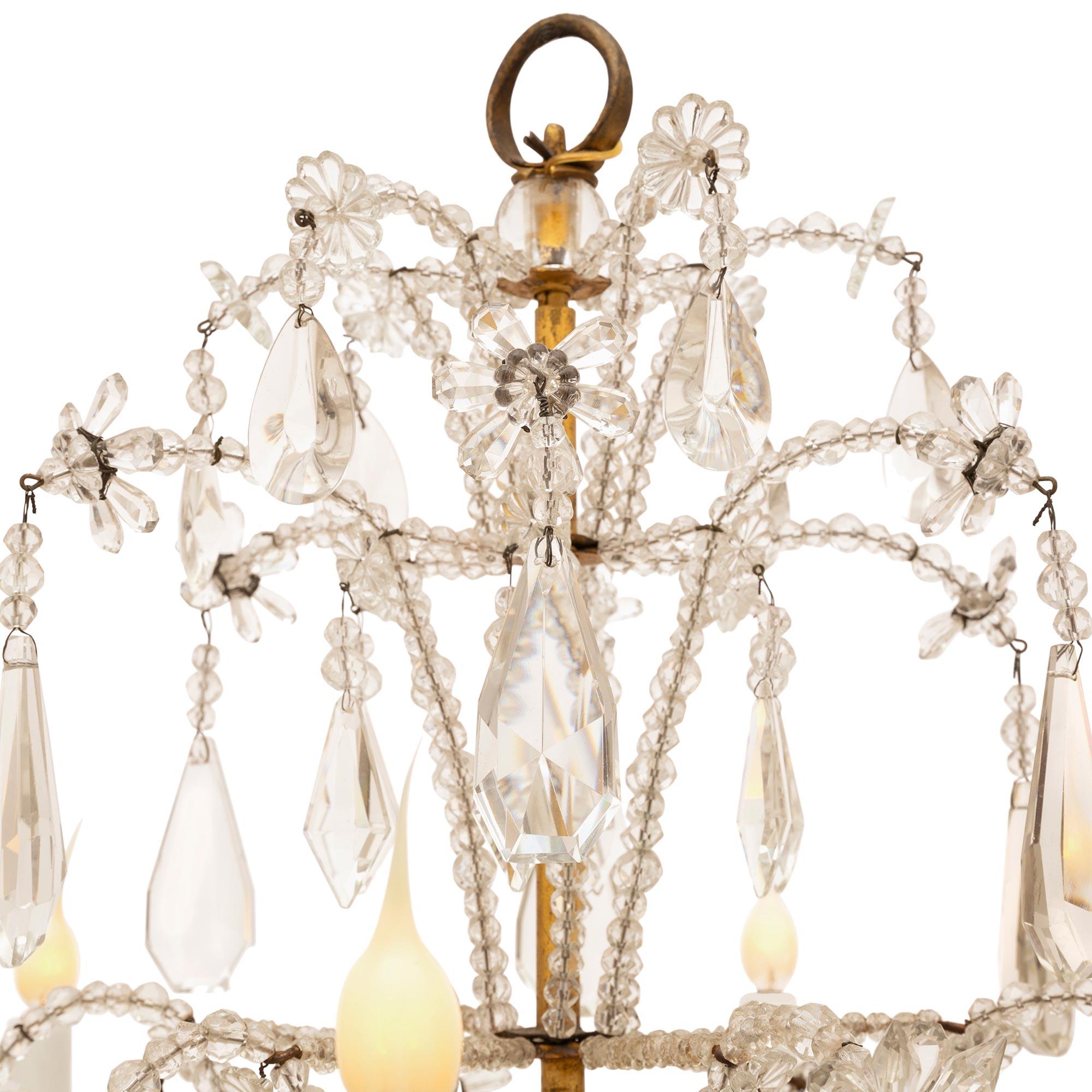 Italian Early 19th Century Crystal Chandelier from the Torino Region For Sale 1