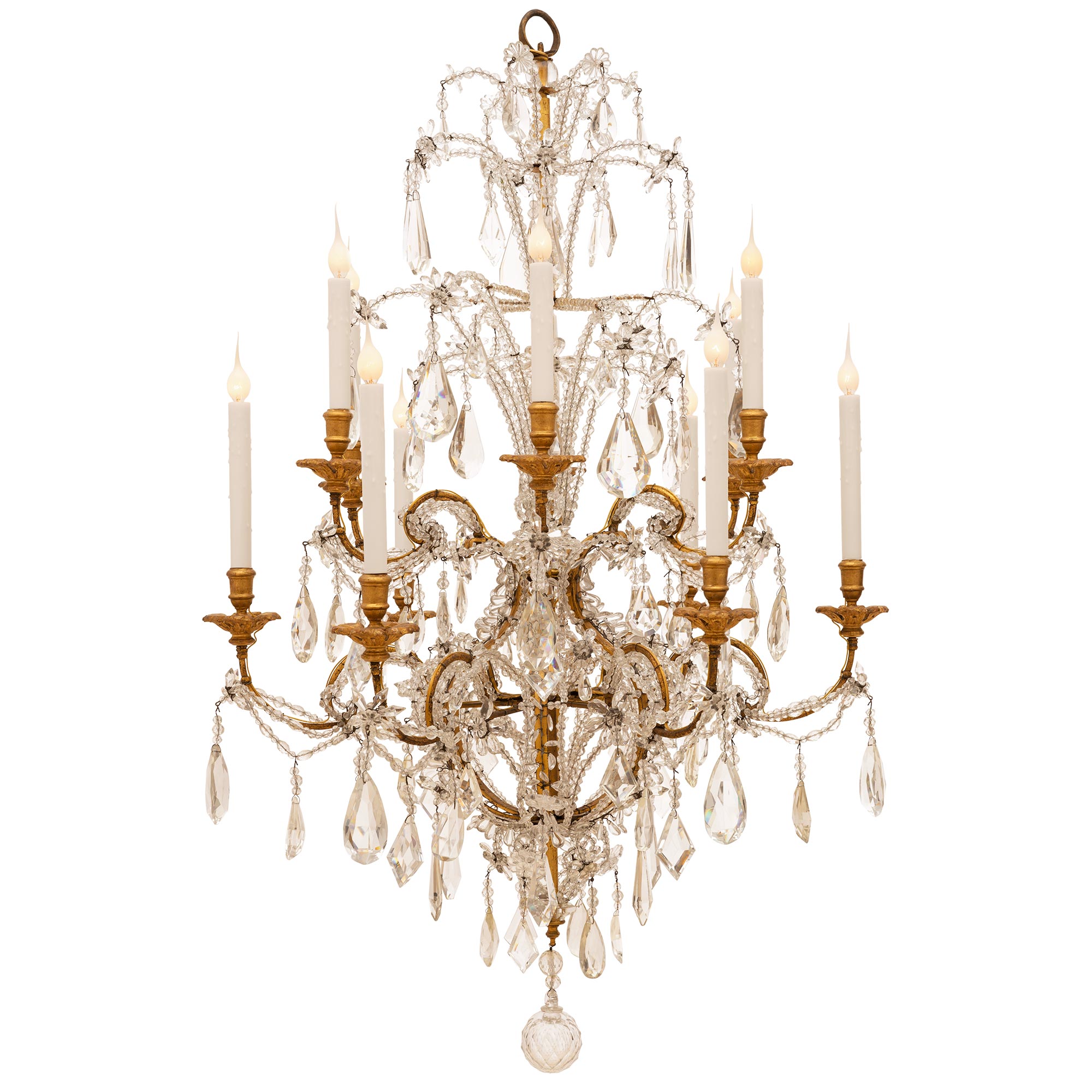 Italian Early 19th Century Crystal Chandelier from the Torino Region For Sale