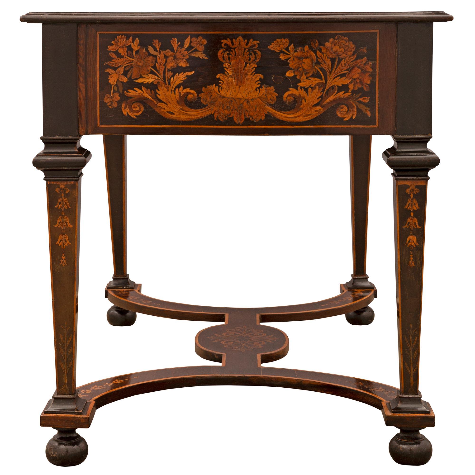 Italian Early 19th Century Ebonized Fruitwood, Exotic Wood, and Ormolu Desk For Sale 2