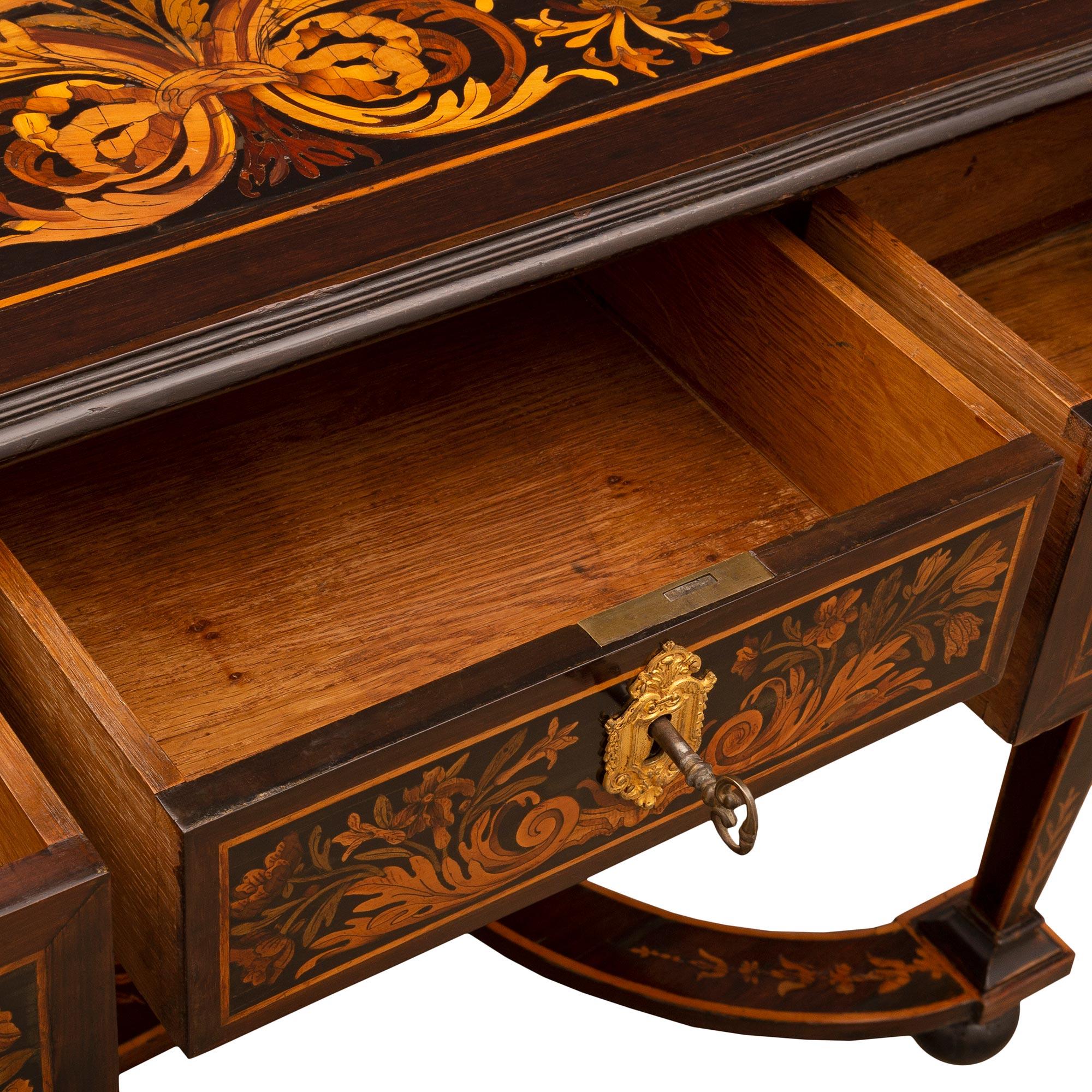 Italian Early 19th Century Ebonized Fruitwood, Exotic Wood, and Ormolu Desk For Sale 4