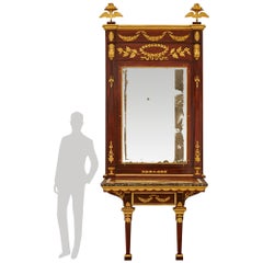 Italian early 19th century Empire st. Mahogany and Giltwood console and mirror