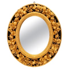 Italian early 19th century Giltwood and black Velvet mirror