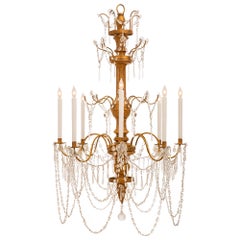 Italian Early 19th Century Giltwood and Crystal Chandelier