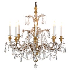 Italian Early 19th Century Giltwood and Glass Eight-Arm Chandelier