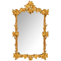 Antique Italian Early 19th Century Giltwood Mirror with Original Mirror Plate