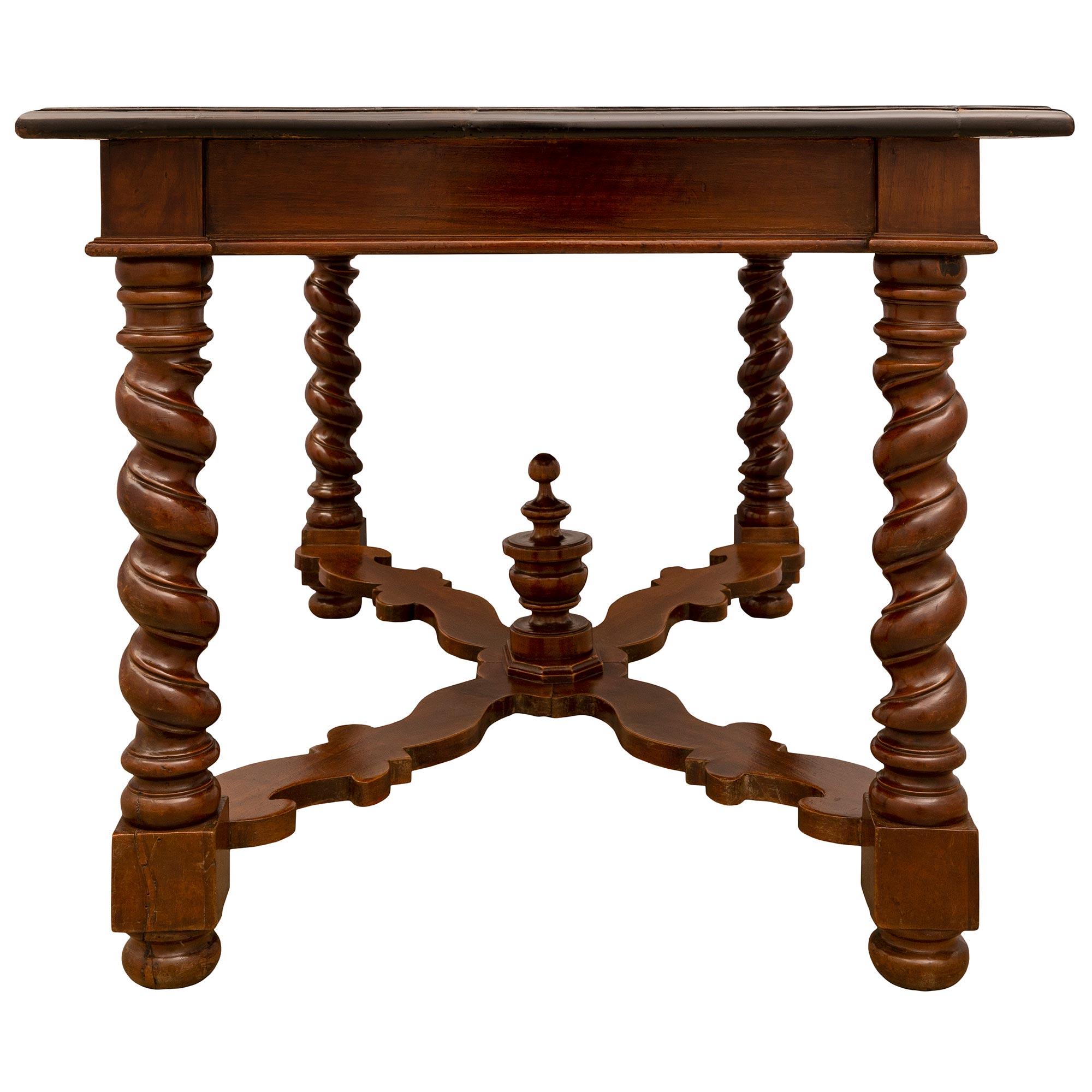 Bone Italian Early 19th Century Louis XIV St. Walnut and Fruitwood Center Table For Sale