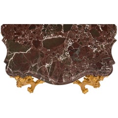 Italian Early 19th Century Louis XV St. Giltwood and Marble Console