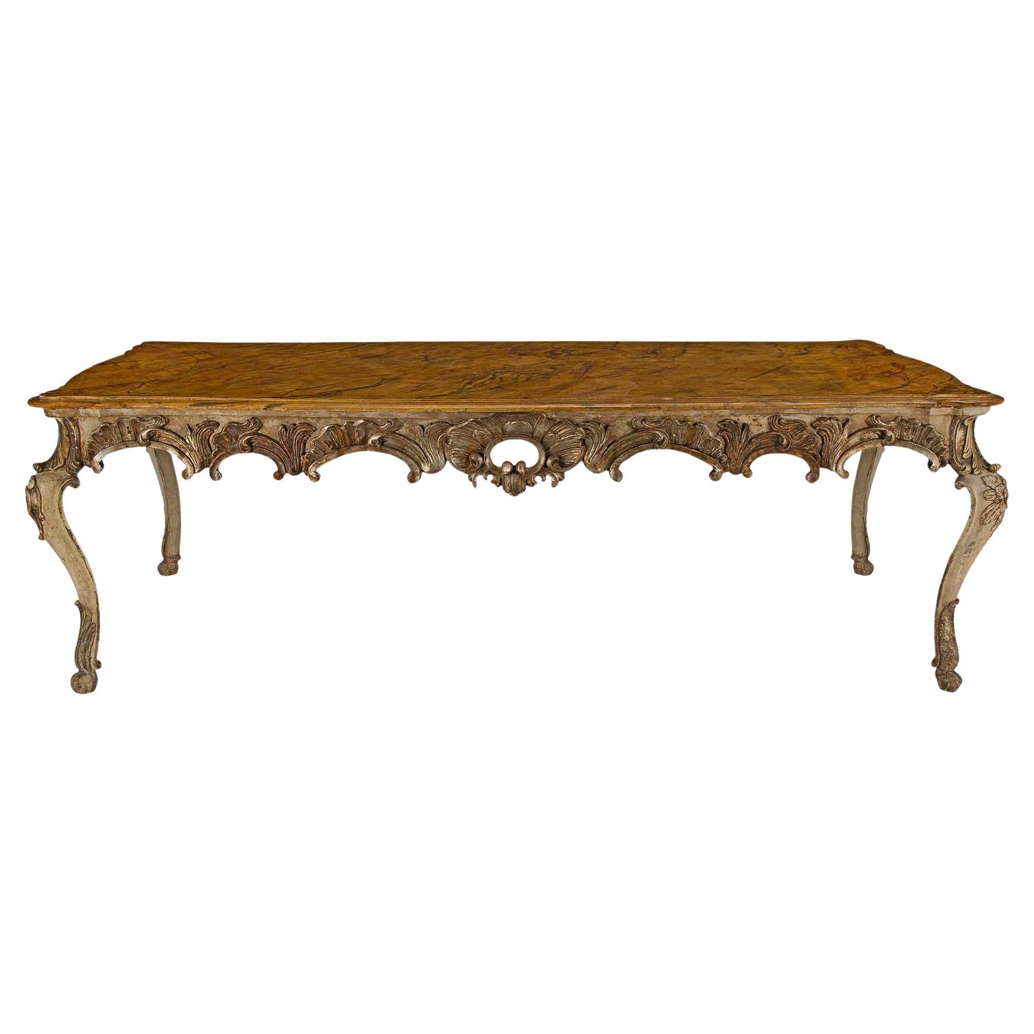 Italian Early 19th Century Louis XV St. Patinated and Mecca Dining Table For Sale