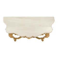 Italian Early 19th Century Louis XV Style Giltwood and Carrara Marble Console