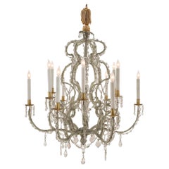 Antique Italian Early 19th Century Louis XV Style Iron, Gilt and Crystal Chandelier