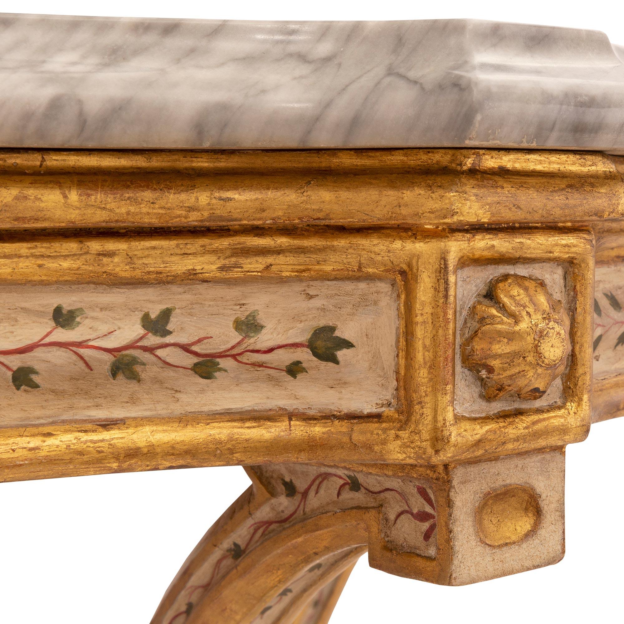 Italian Early 19th Century Louis XVI St. Giltwood and Marble Console For Sale 2