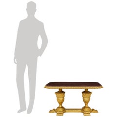 Italian early 19th century Louis XVI st. Giltwood and Porphyry coffee table
