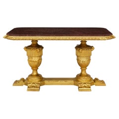 Italian early 19th century Louis XVI st. Giltwood and Porphyry coffee table