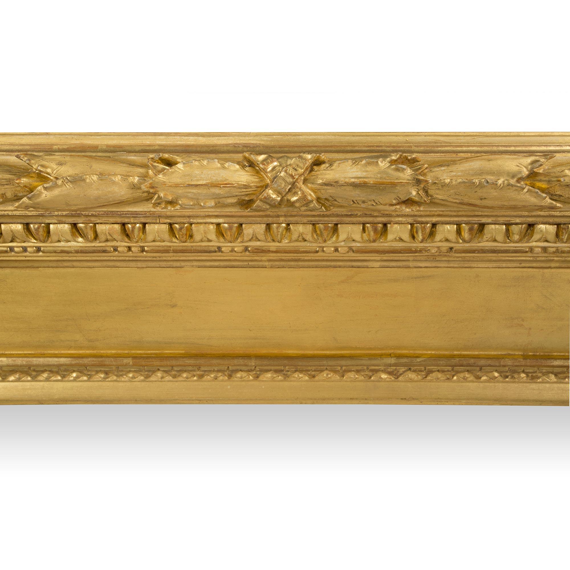 Italian Early 19th Century Louis XVI St. Giltwood Mirror In Good Condition In West Palm Beach, FL