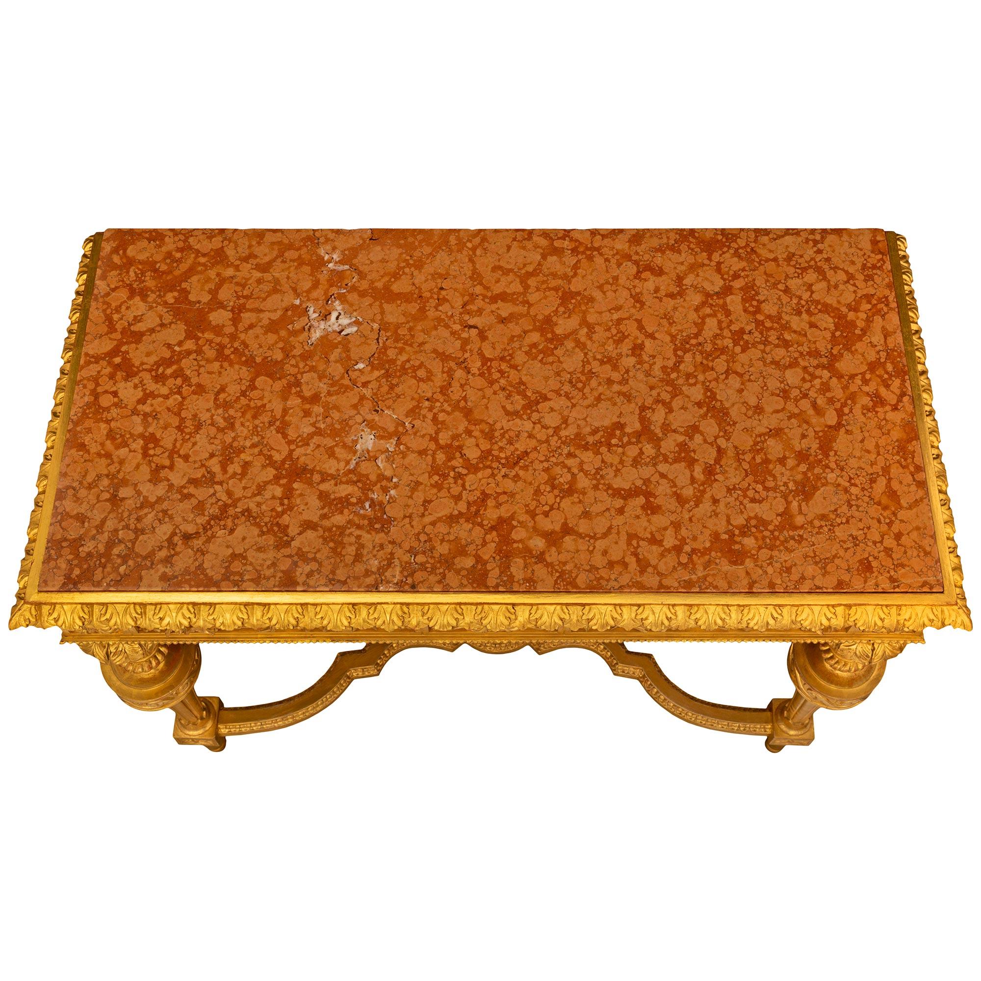 Consolle in marmo Luigi XVI st Giltwood Rosso Verona dell'inizio dell'Ottocento italiano in vendita 5