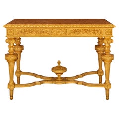 Italian early 19th century Louis XVI st Giltwood Rosso Verona marble console