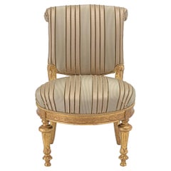 Italian Early 19th Century Louis XVI St. Giltwood Slipper Chair