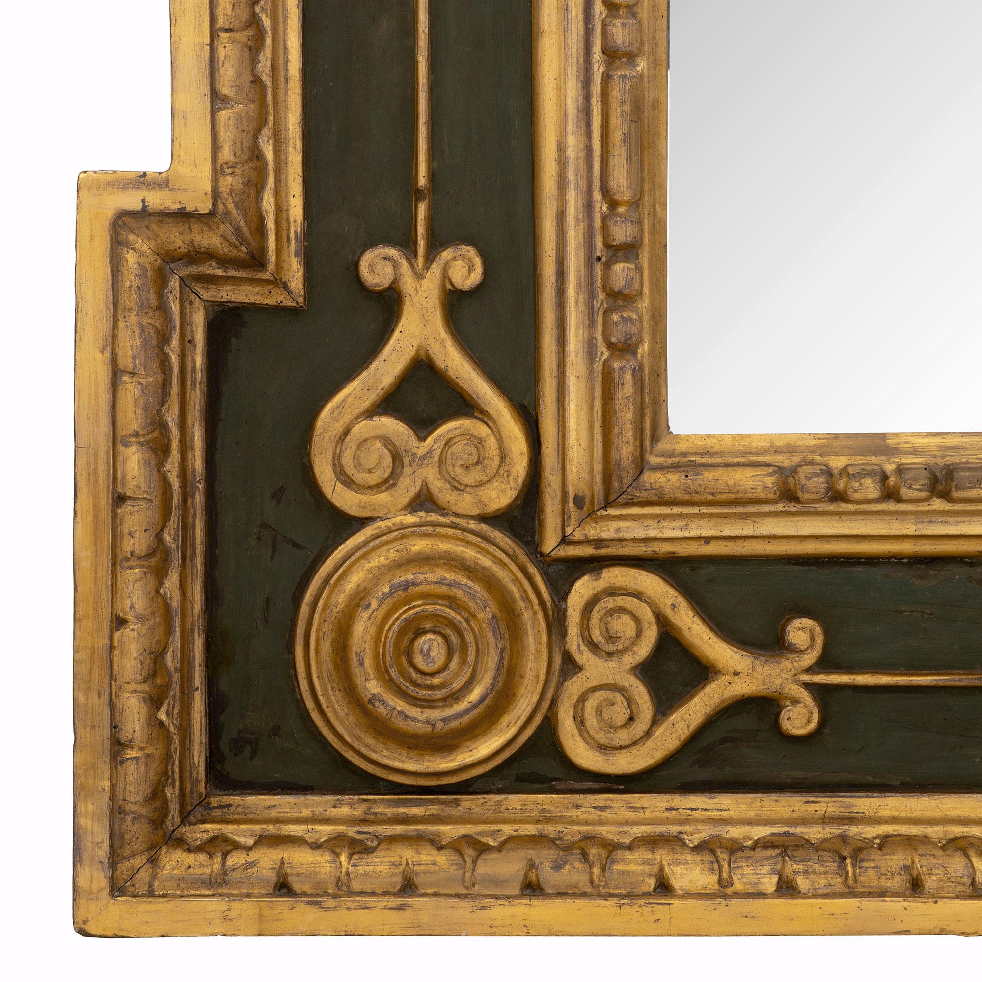Italian Early 19th Century Louis XVI Style Patinated and Giltwood Mirror For Sale 3