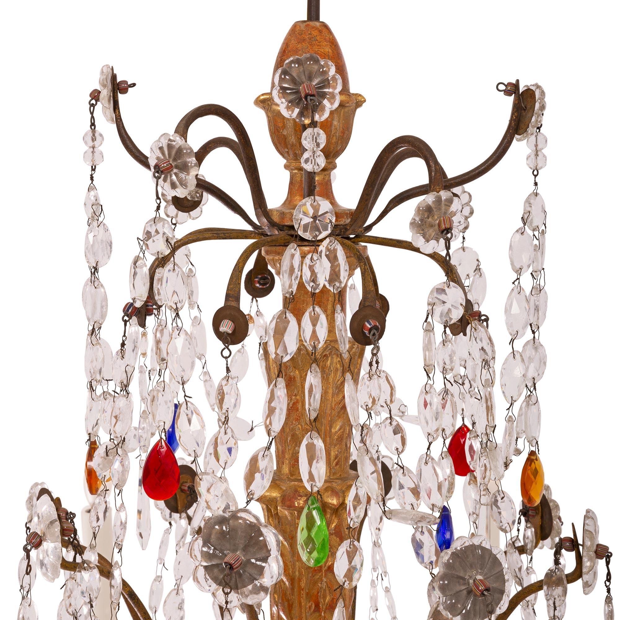 Italian Early 19th Century Mecca, Iron, Crystal, and Cut Glass Chandelier In Good Condition For Sale In West Palm Beach, FL