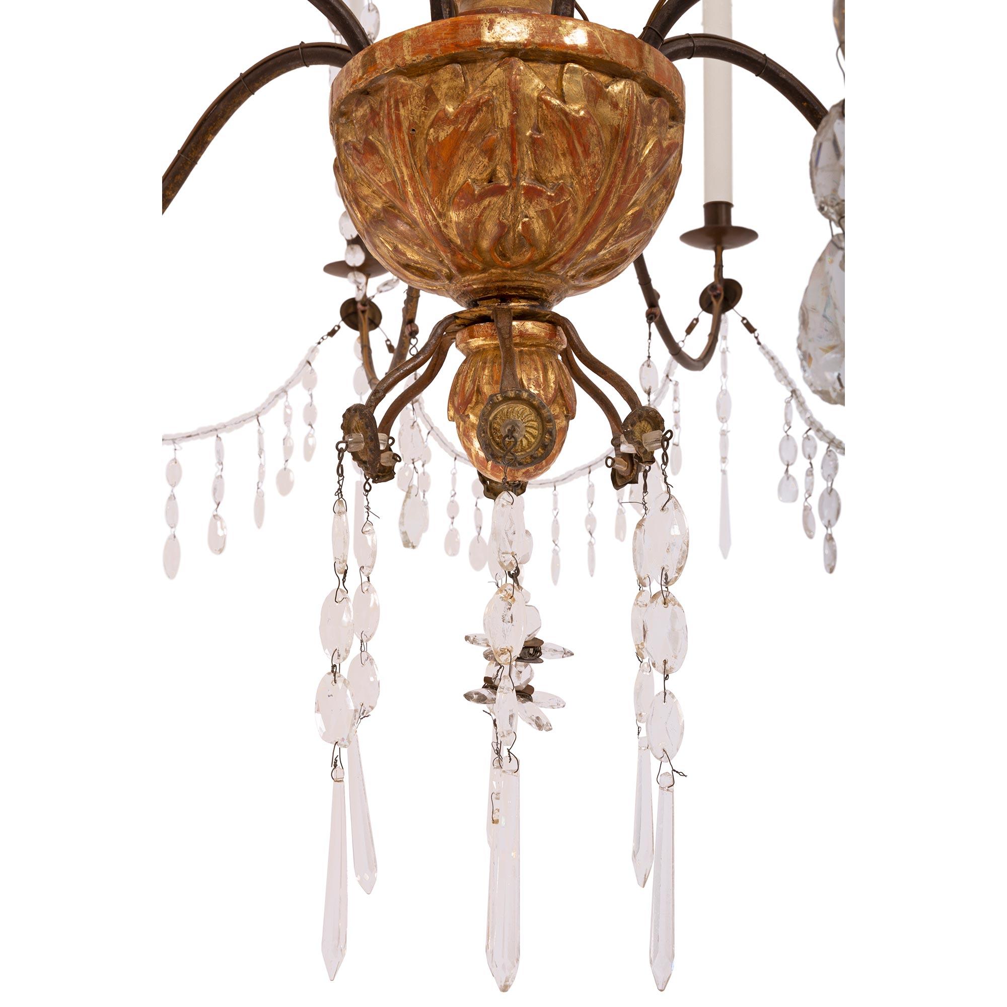 Italian Early 19th Century Mecca, Iron, Crystal, and Cut Glass Chandelier For Sale 4