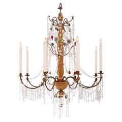 Antique Italian Early 19th Century Mecca, Iron, Crystal, and Cut Glass Chandelier