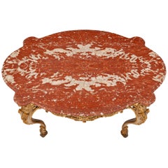 Italian Early 19th Century Mecca, Patinated, and Veneered Marble Center Table